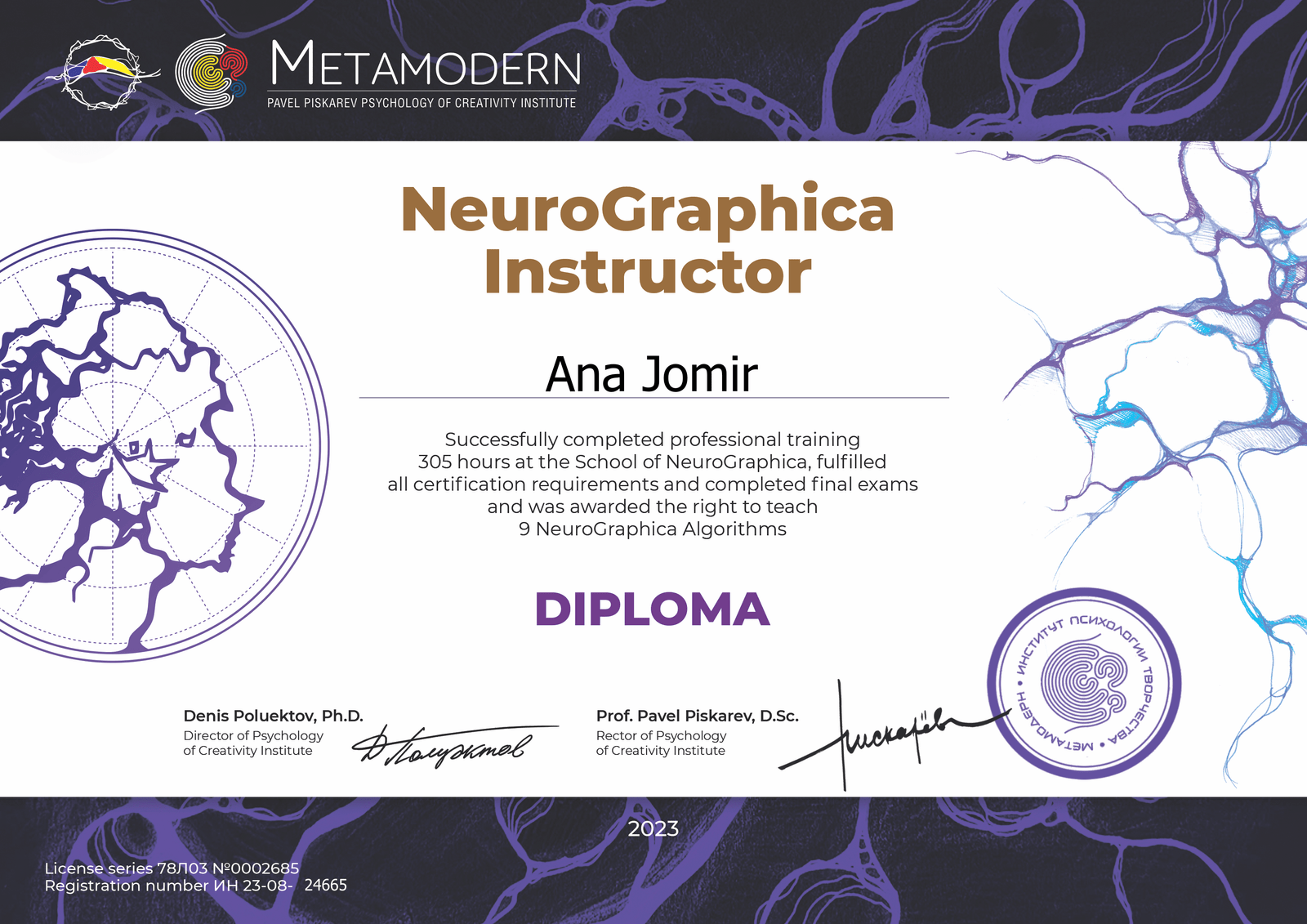 Ana Jomir Neurographica Diploma