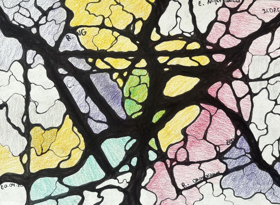 Neurographic design illustrating emotional connections with sweeping lines and soft colors.
