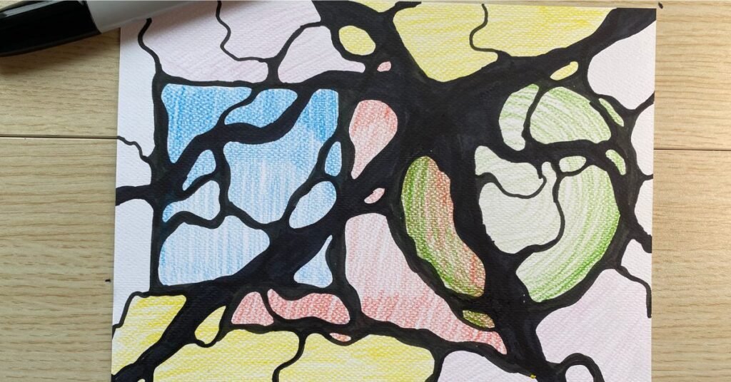 Step 5. Field Lines

Field lines serve as the energetic framework of your drawing, reinforcing connections and providing a sense of flow and expansion. These lines are drawn with a thicker marker and should feel bold, organic, and intentional.