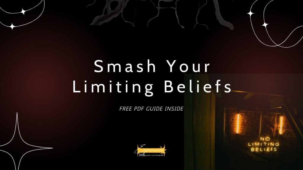 Image of a person breaking through chains, symbolizing freedom from limiting beliefs, with the title "Break Free From Limiting Beliefs – Free PDF Guide".