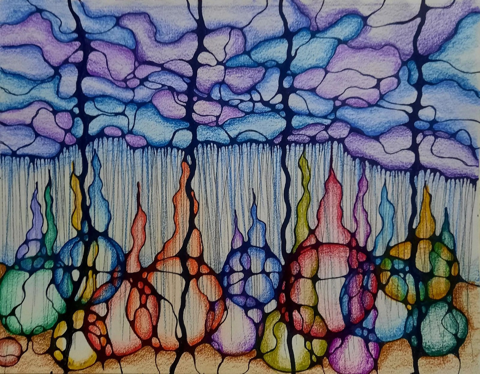 Shamanic Rain drawing by Svetlana Ramanova