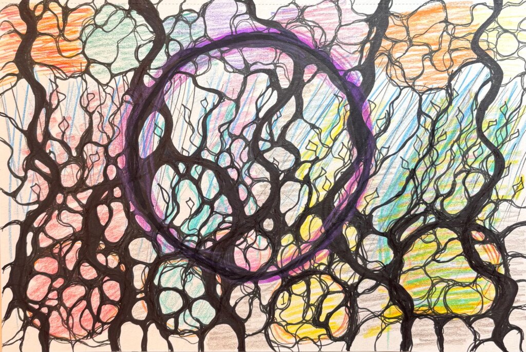 Finished drawing on a desk