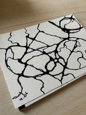 Abstract neurographic drawing with fluid lines and bold colors blending into a dynamic visual pattern.